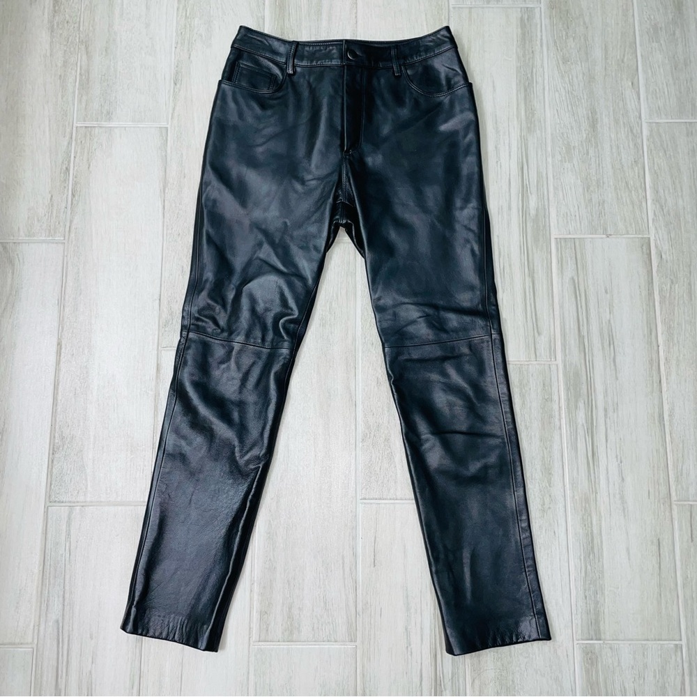 Gianni Bini  Black Genuine Leather Pants Size 2 - Picture 2 of 9